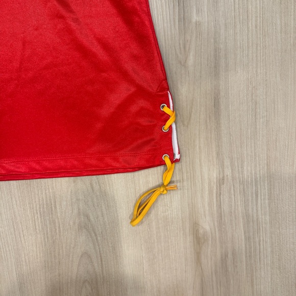 Women’s XL NFL Kansas City Chiefs Jersey rhinestone collar with Lace Up V Neck - Picture 3 of 7